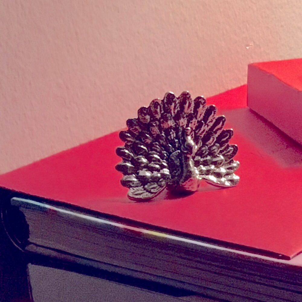 Antique Brass Peacock Sculpture Figure